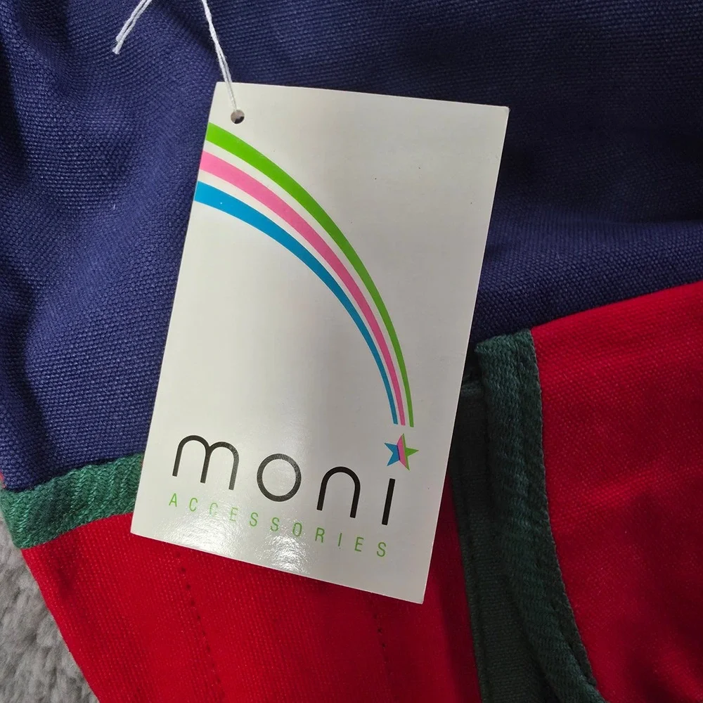 Moni Accessories Vintage Colorblock Canvas Backpack Navy Red Green NWT